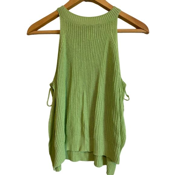 Lulus green knit high neck sleeveless sweater solid bows lightweight vest Med - Picture 2 of 3